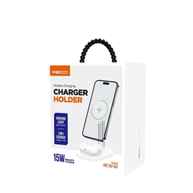 هولدر رومیزی و شارژر وایرلس دوکاره رسی Recci Wireless Charger Holder 2In1 RCW-32