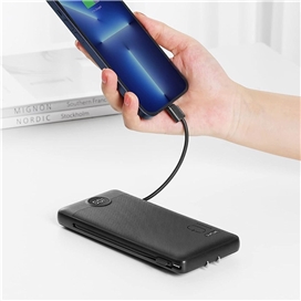 پاور بانک 10000mAh برند وروک مدل VRURC W1146 Portable Charger with Built-In Cables and AC Wall Plug