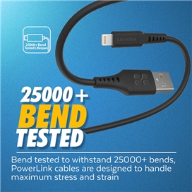 کابل USB-A به لایتنینگ شارژ سریع پرومیت مدل POWERLINK-AI200.BLACK به طول 2 متر