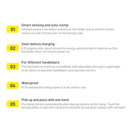 هولدر دوچرخه و موتور هوشمند بیسوس Baseus Smart Solar Power Wireless Holder SUZG010001 خورشیدی