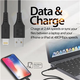 کابل USB-A به لایتنینگ شارژ سریع پرومیت مدل POWERLINK-AI200.BLACK به طول 2 متر