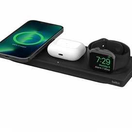 پد شارژ سریع بی سیم مغناطیسی 3 در1 برای دستگاه های اپل بلکین مدل WIZ016vfBK مشکی