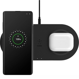 پایه شارژر بی سیم مغناطیسی شارژ سریع  2 در1 برای دستگاه های اپل بلکین مدل WIZ010vfBK مشکی