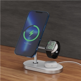 استند و شارژر وایرلس مگنتی پاورولوژی Powerology 3 in 1 MFi Charging Dock P31MFCHWH